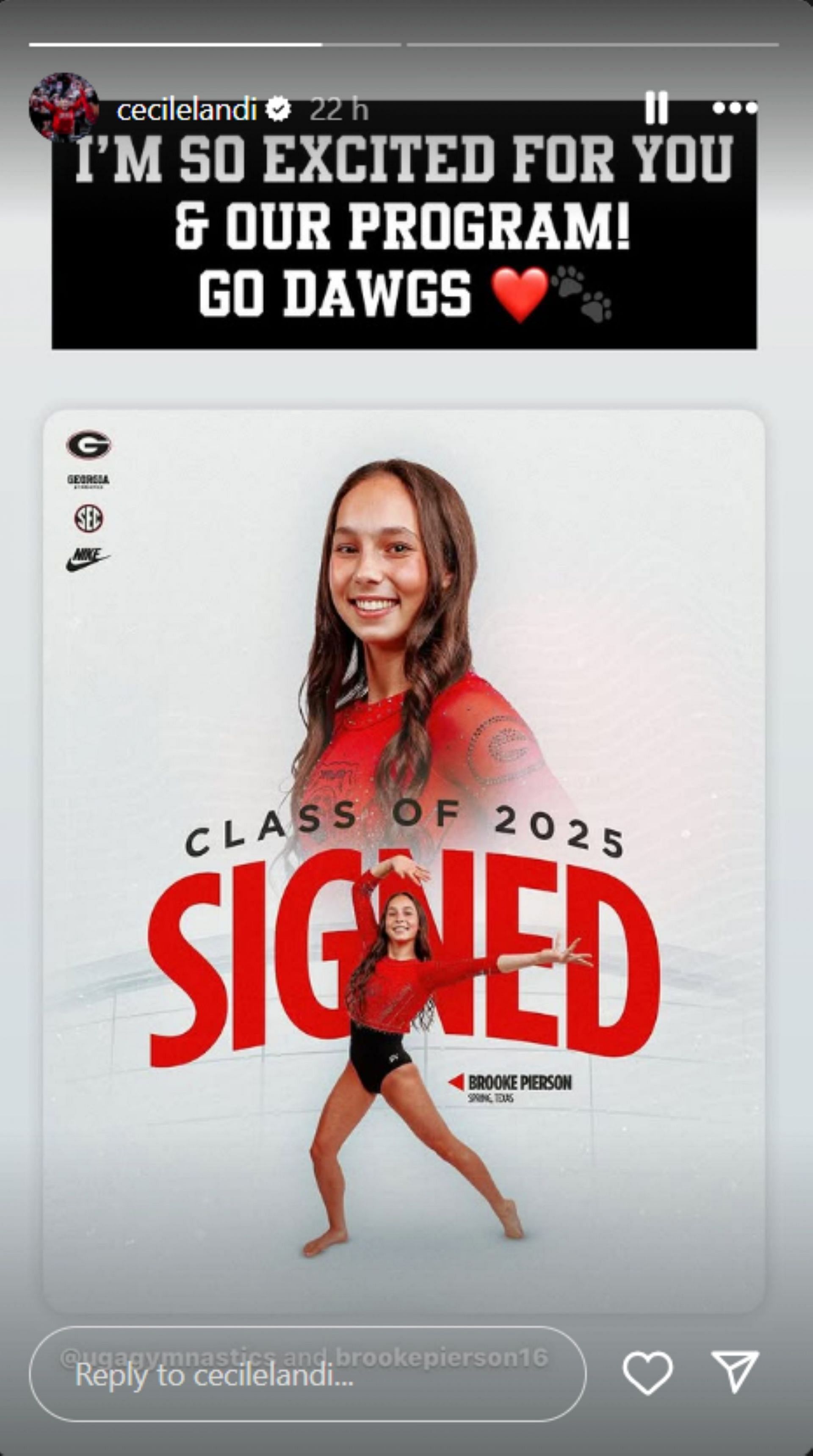 Biles' former coach welcomes new gymnast from transfer portal; Instagram - @cecilelandi